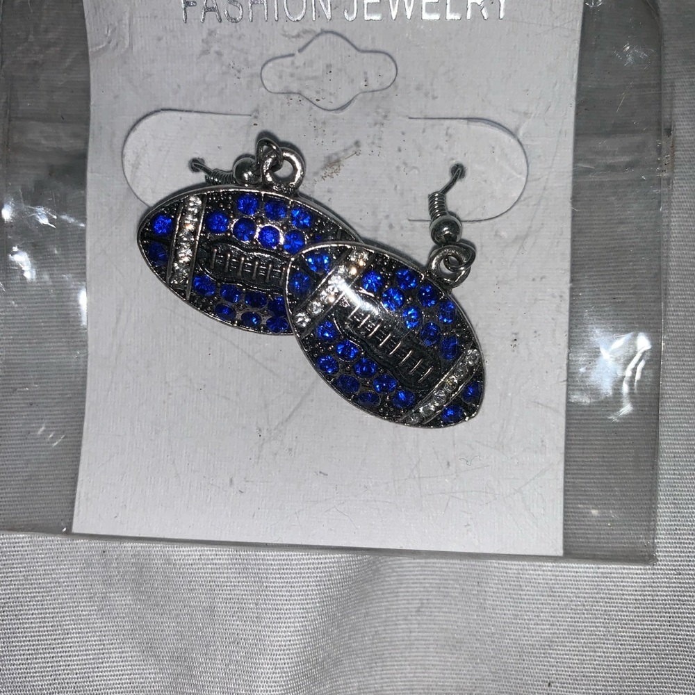 NEW! Blue Dangle Football Earrings